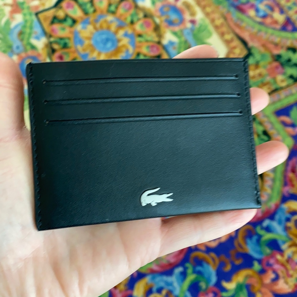 New Lacoste black leather card holder